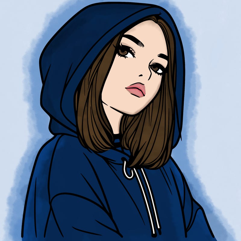 a realistic girl in a hoodie