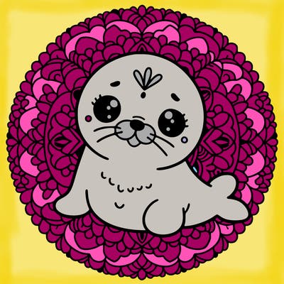 a cute baby seal mandala