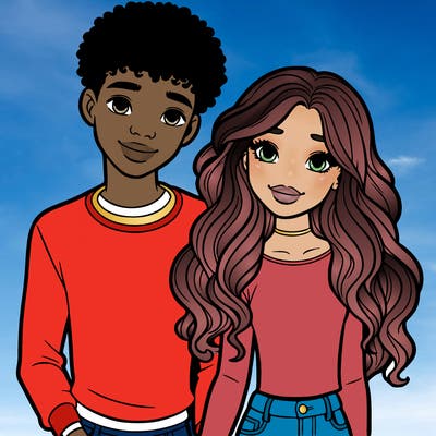 black girl and white boy teen couple