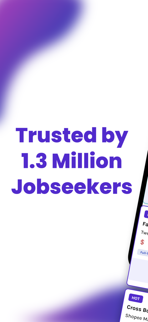 Hiredly | Malaysian Job Search - Hiredly app display showing it is trusted by 1.3 million jobseekers