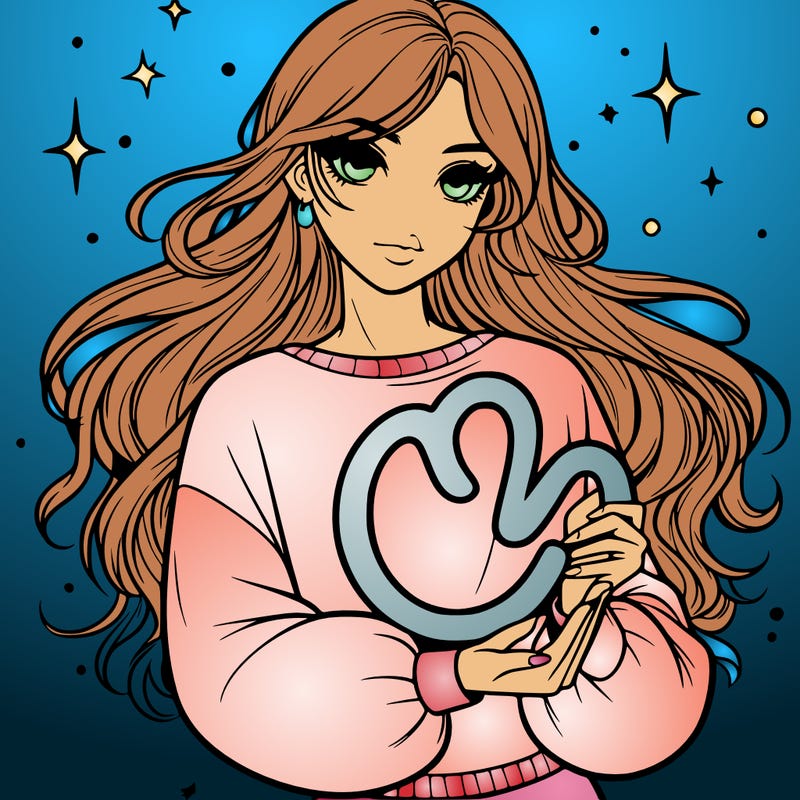 a realistic girl holding the capricorn star sign in her hands