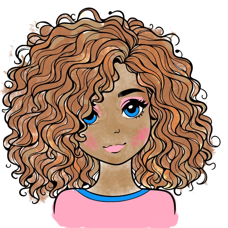 realistic girl with curly hair