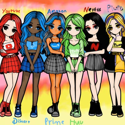 a group of girls realistic