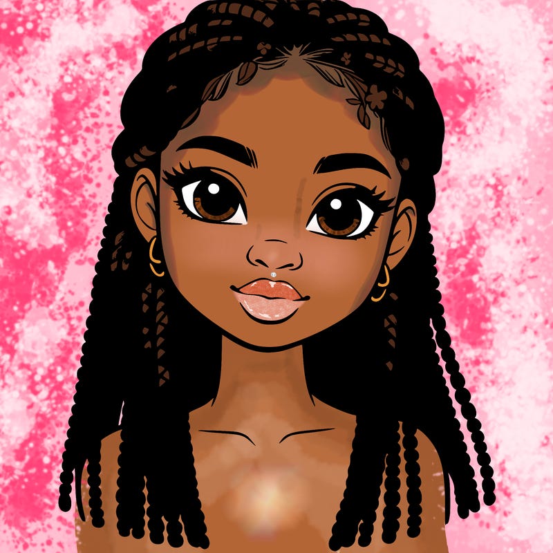 a realistic black girl with braids