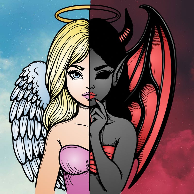 realistic angel half demon