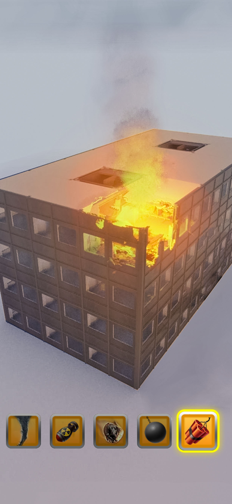 A high-rise building exploding in the City Demolish physics game