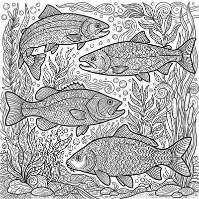 Dive into the serene beauty of the aquatic world with our Zentangle Freshwater Fish coloring page. This intricate design features various fish species adorned with mesmerizing patterns, perfect for mindful coloring and creative relaxation.