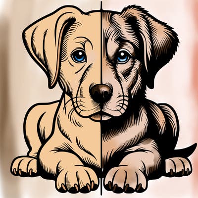 realistic dog split picture