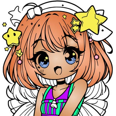 cute anime girl with star accessories