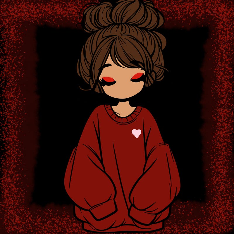 girl with baggy sweatshirt and messy bun