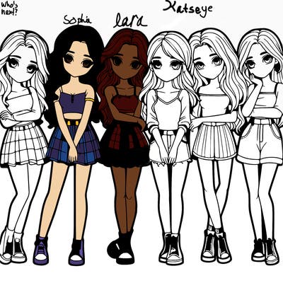 a group of girls realistic