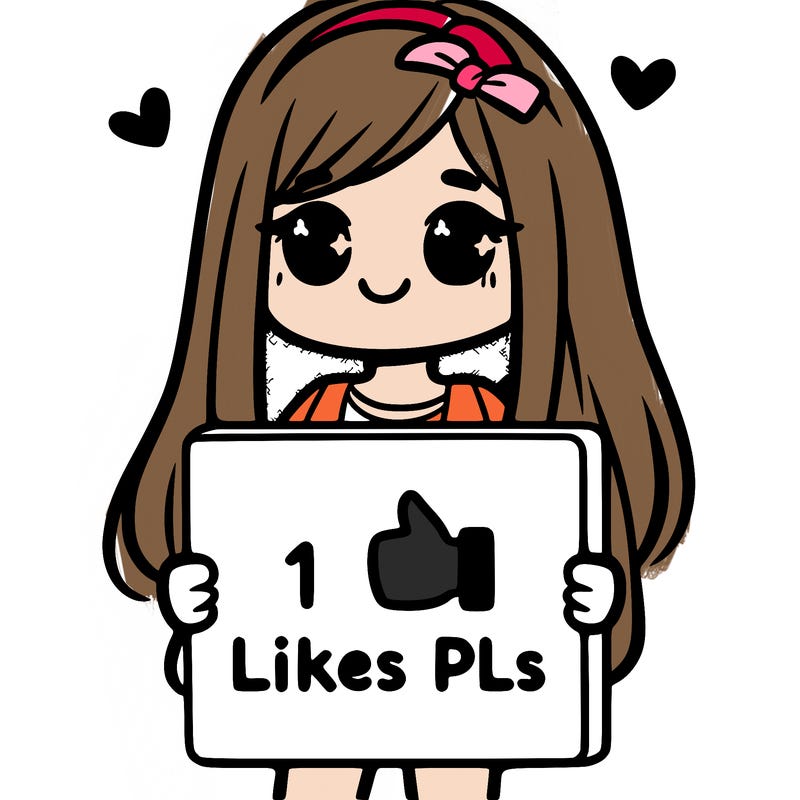 girl holding a sign saying 10 likes pls