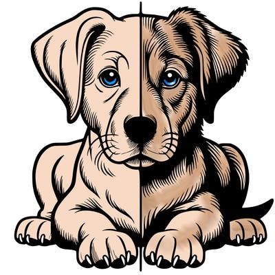 realistic dog split picture