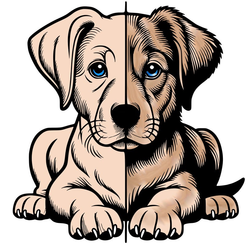realistic dog split picture