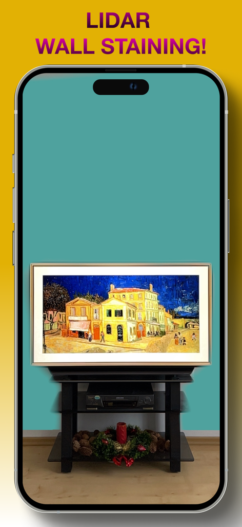 Master 3D Color. RAL PPG BEHR - A smartphone using LiDAR technology to visualize a new wall color in a room