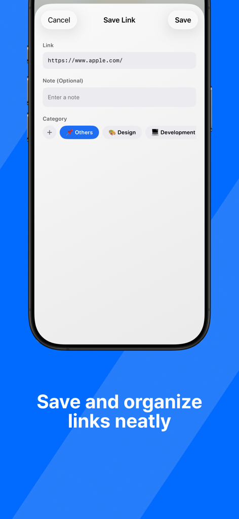 LiveNote: Note on Lock Screen - A screen showing how to save and categorize links in the LiveNote app