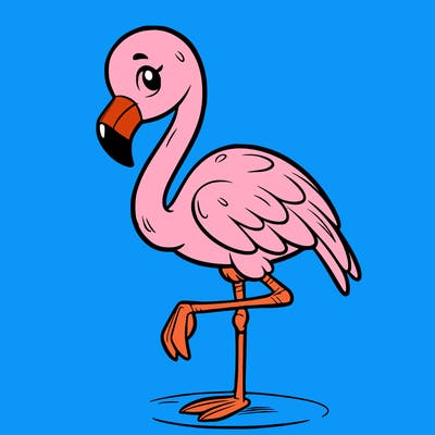 a simple flamingo standing on one leg