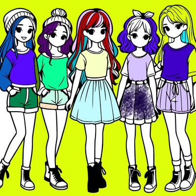 a group of five girls