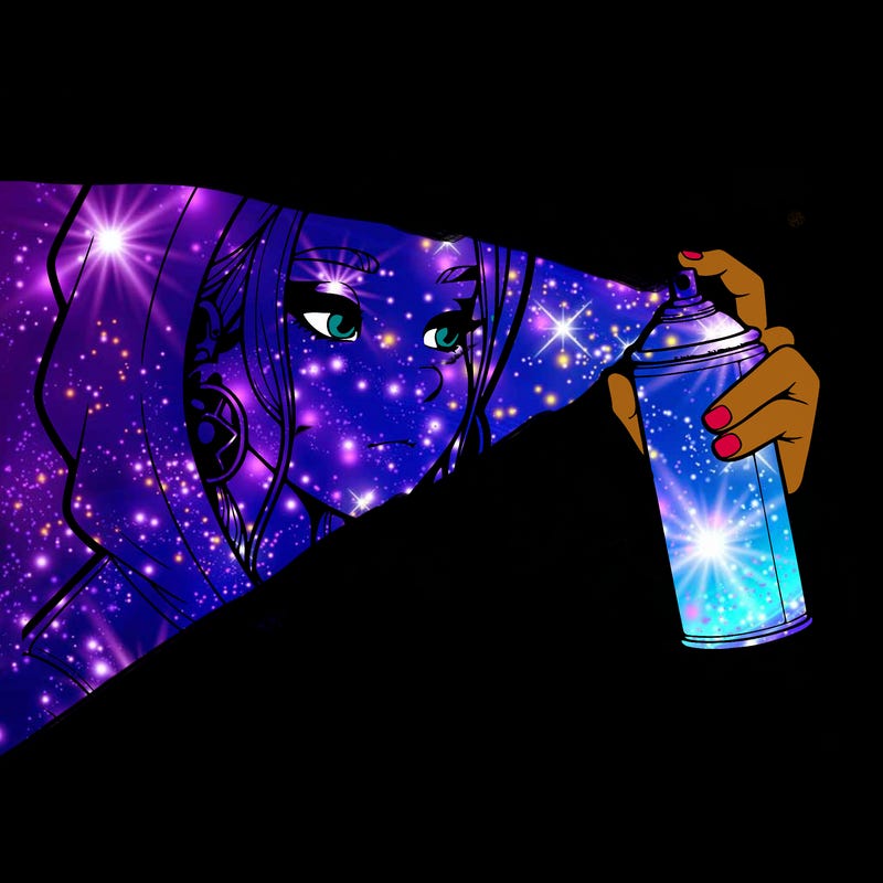 a realistic girl, spray painting