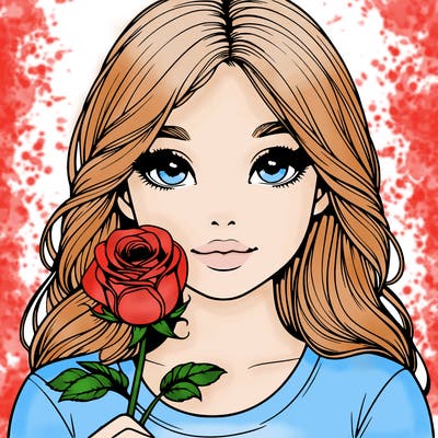 realistic girl with rose