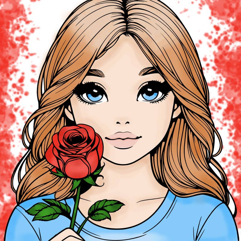 realistic girl with rose