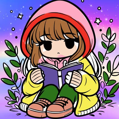 girl in oversized hoodie reading a book