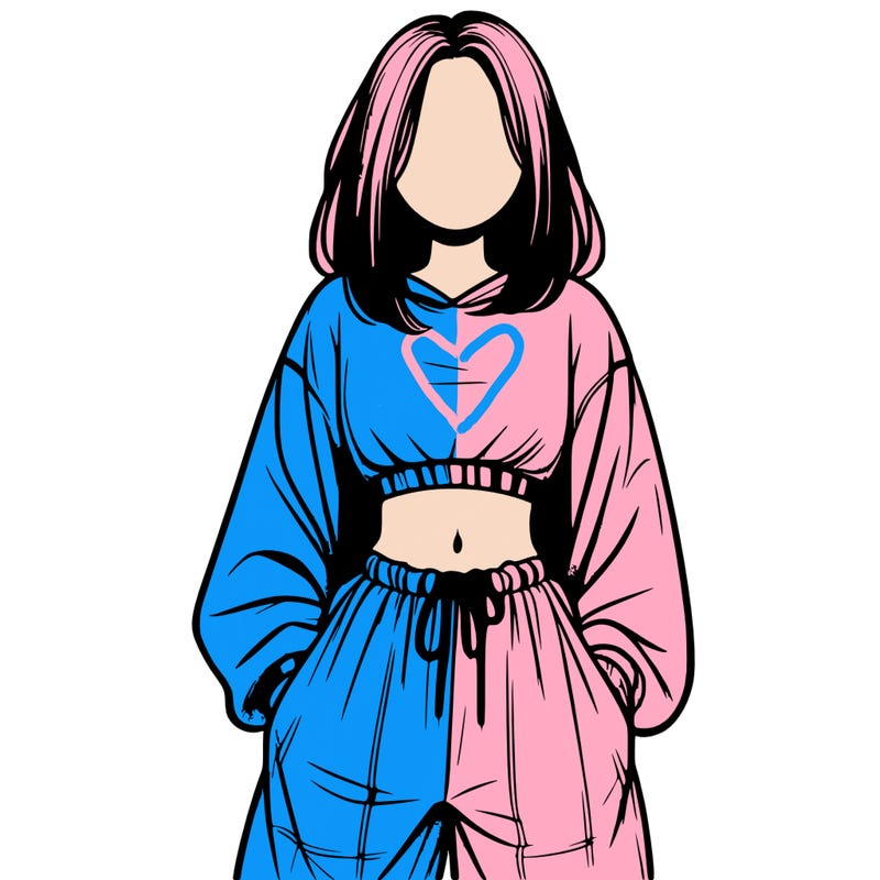 realistic girl faceless with baggy pants and a crop top