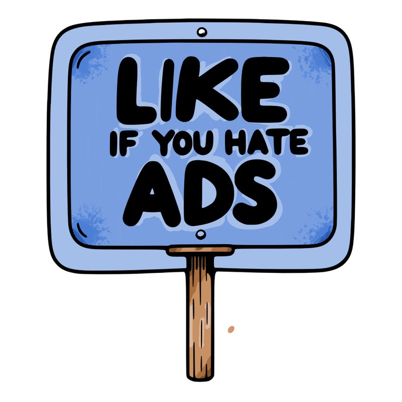 a sign that says like if you hate ads