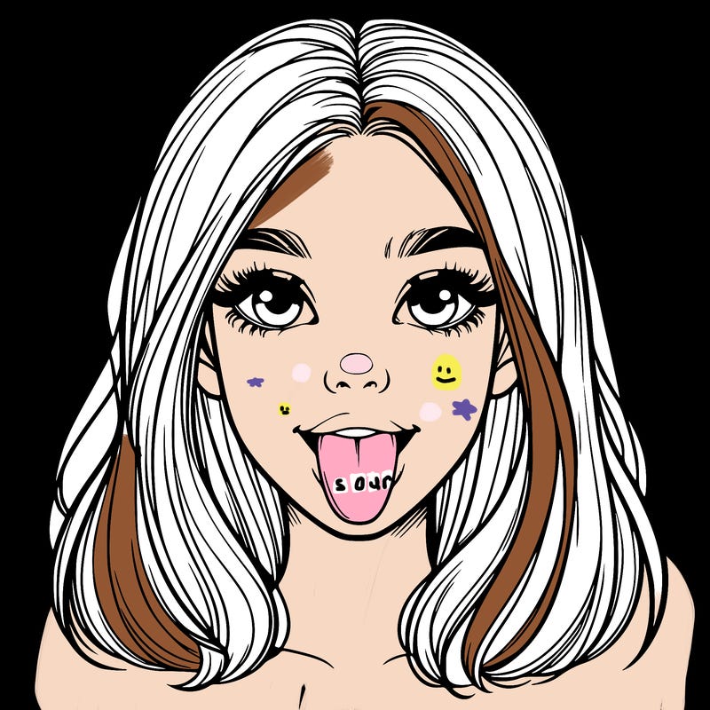 realistic girl with her tongue out