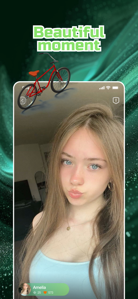 Bleo - Discover, Chat & Enjoy - A smartphone screenshot showing a user profile on the Bleo bike modification app with a 3D red bicycle model