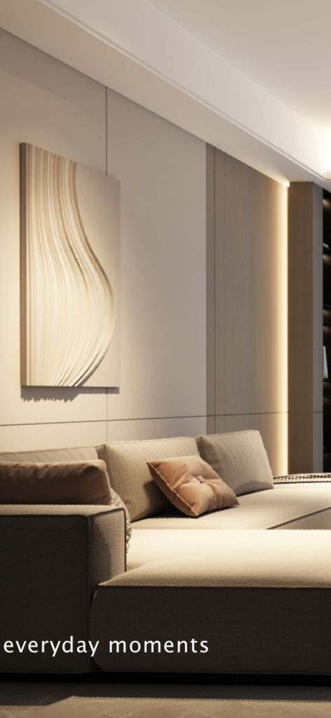 Smart Life Pro-Smart Home - Modern living room with smart ambient lighting and a cozy sofa