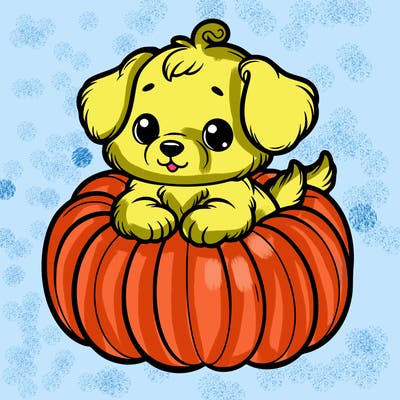 cute little puppy in a pumpkin