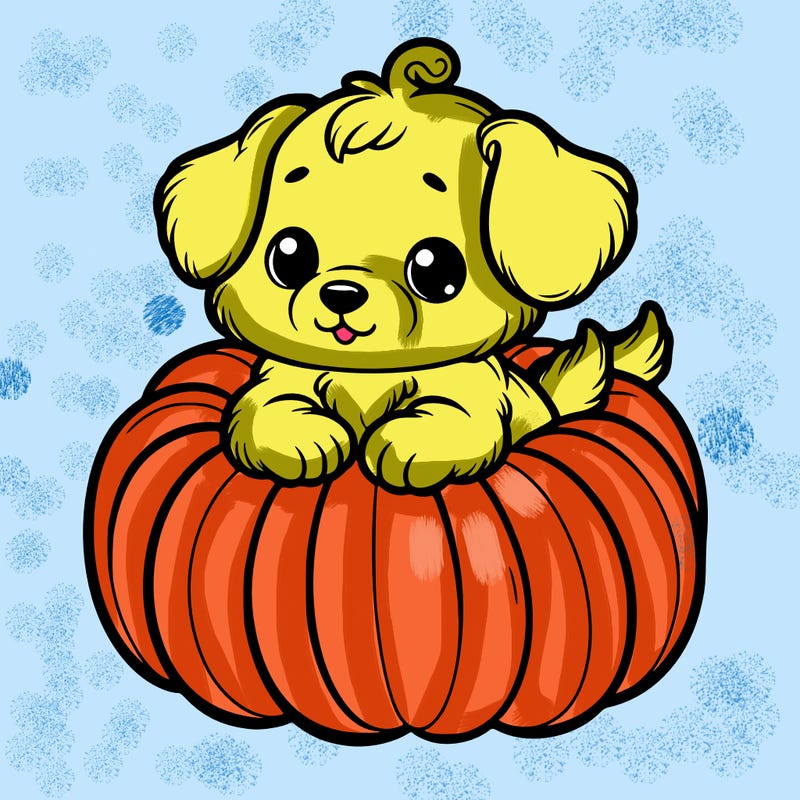 cute little puppy in a pumpkin