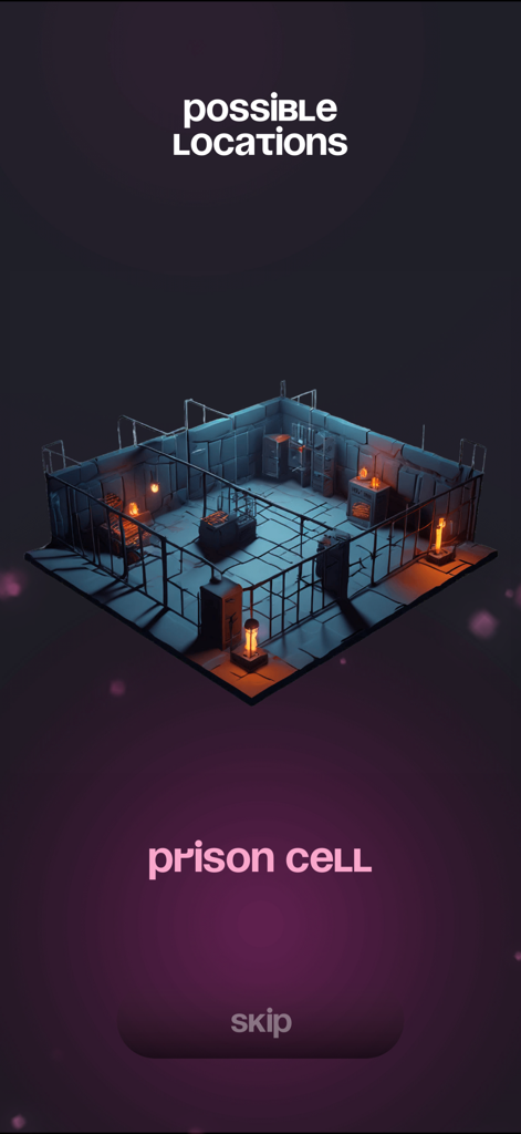 Spy - party game - 3D isometric prison cell location in the Spy party game