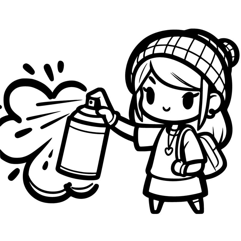 a girl is spraying graffiti