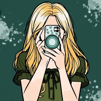 a realistic girl holding her phone taking pictures