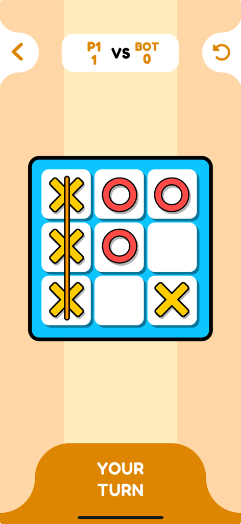 Offline Games - No WiFi Arcade - 봇과의 승리 대결을 보여주는 틱택토 게임 화면