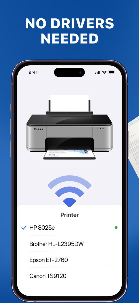 Air Printer App: Smart Print - La aplicación Air Printer que muestra la conexión inalámbrica a múltiples marcas de impresoras sin necesidad de controladores