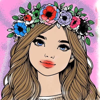 realistic girl with flower crown