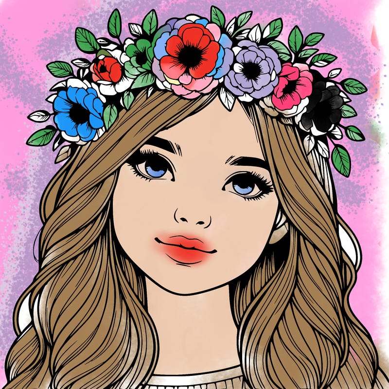 realistic girl with flower crown
