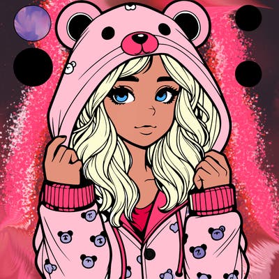 realistic girl in a animal pjs hoodie