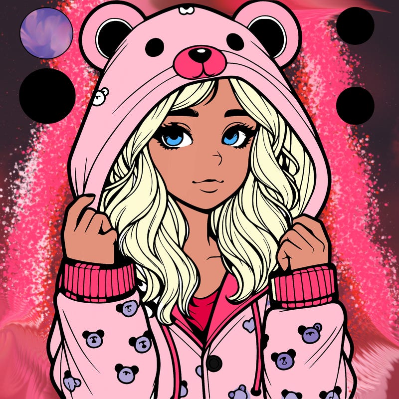 realistic girl in a animal pjs hoodie
