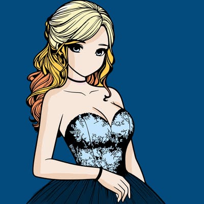 realistic girl in prom dress