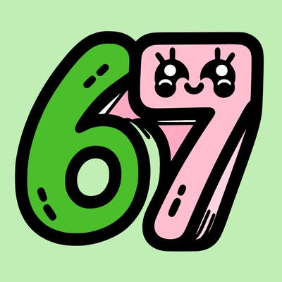 the numbers 67