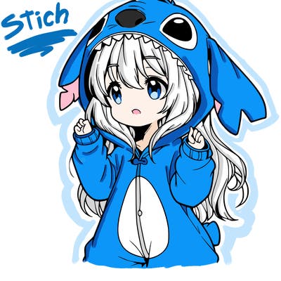 anime girl in a stitch onsie