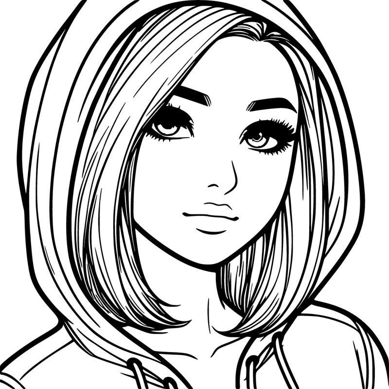 realistic adult girl with hoodie on