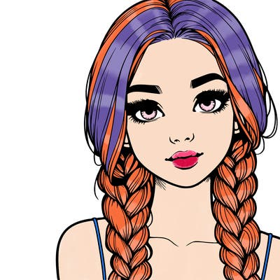 realistic girl with braids