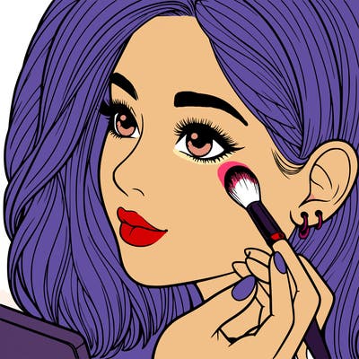 a realistic girl doing her makeup