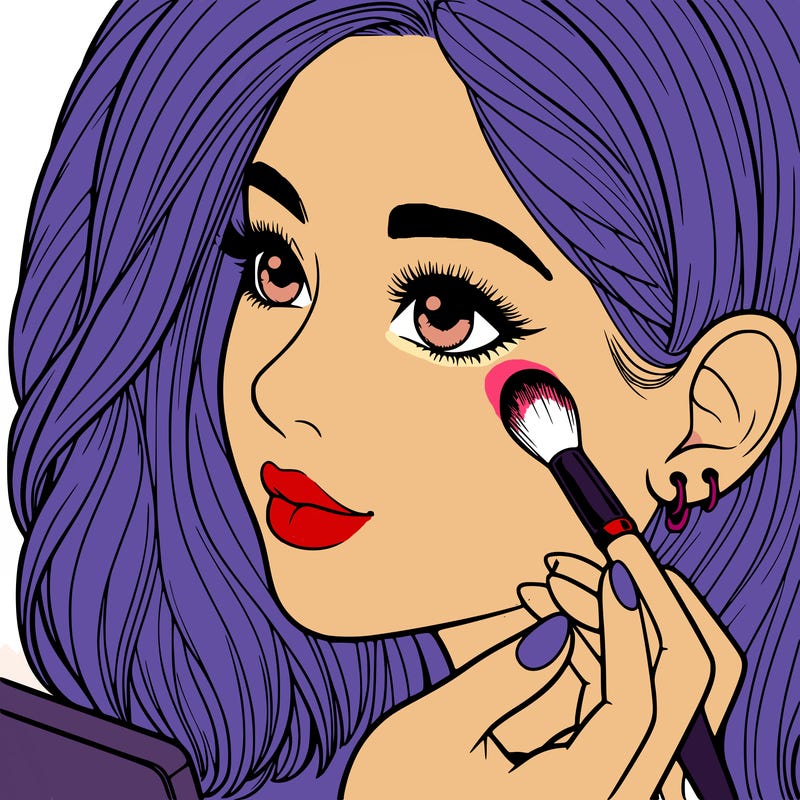 a realistic girl doing her makeup