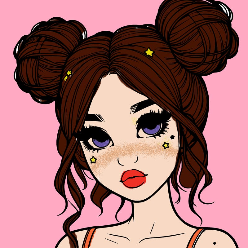 realistic girl with space buns